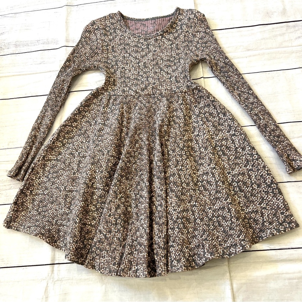 Lovely Littles Girls Ribbed Floral Dress